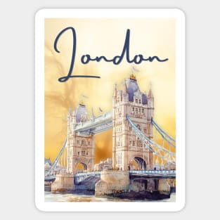 London Watercolor Skyline Print – Artistic City Travel Poster Sticker